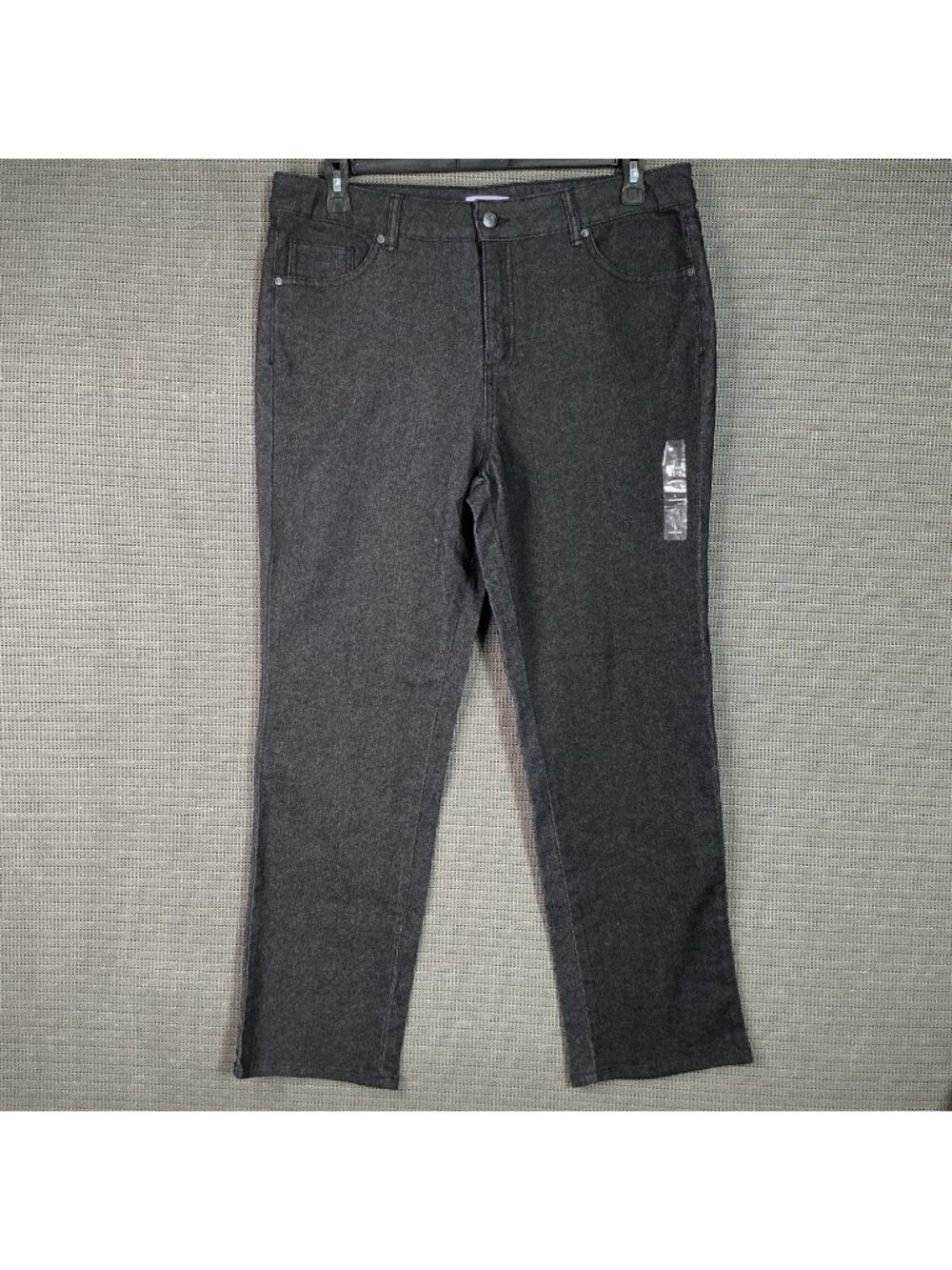 Laura Scott Women's Gray Denim Pants L/G Cotton Blend Classic Fit Straight Leg